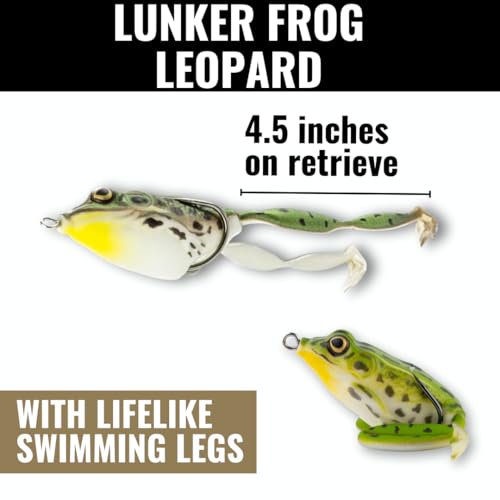 Lunker Frog Fishing Lure - Realistic Topwater Bait, Green Tea