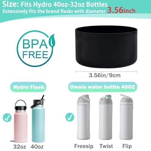 Silicone Boot for Hydro Flask 32-40oz Water Bottle - Black