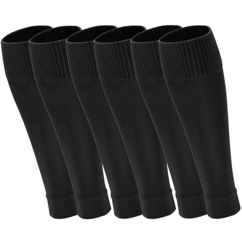 Ultrafun 3 Pairs Leg Sleeves Medium/Black - Pre-Cut Soccer Shin Guard Sleeves for Soccer Football