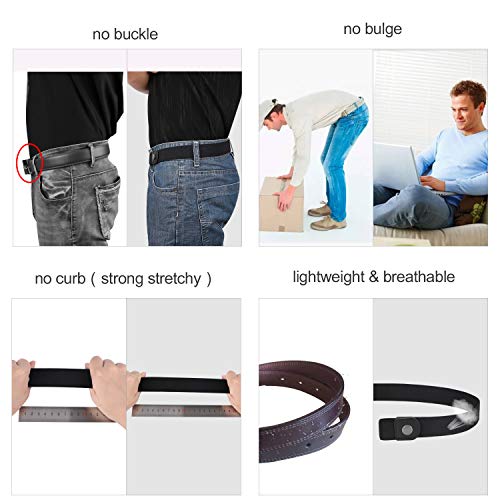 Invisible Elastic Stretch Belt for Men & Women 24-35in Black No Buckle
