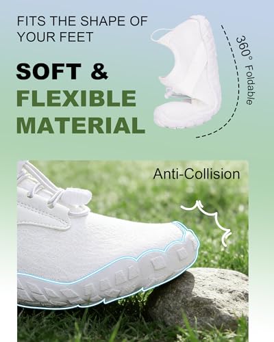 Hi-Y2Kgirls Barefoot Water Shoes for Men & Women 2026 Quick Dry Non-Slip Wide Toe Beach Footwear, 7.5W Women / 6.5W Men, White