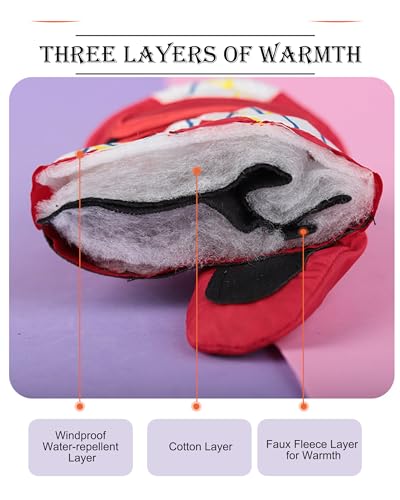 Kids Waterproof Winter Ski Gloves - Warm Plush Lined - Blue, Ages 4-7