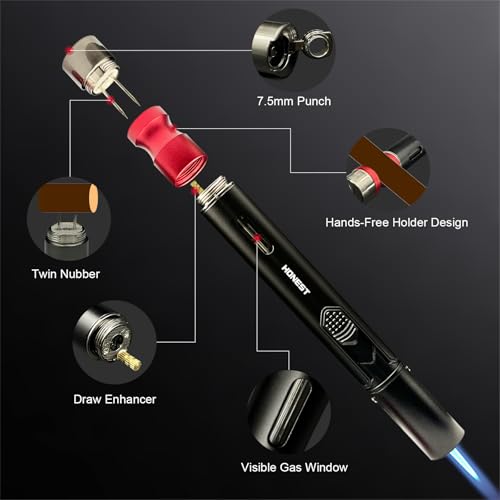 Tavlorionx 5-in-1 Windproof Torch Lighter Set with Adjustable Flame & Punch Tool