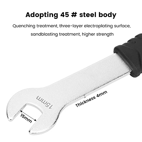 15mm Bicycle Pedal Wrench - Long Handle Spanner for Bike Maintenance