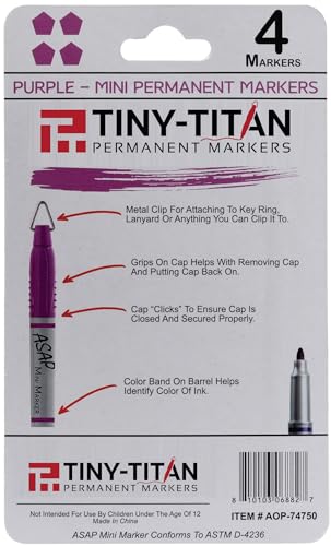 Tiny-Titan Mini Markers - Purple Ink - Fine Point - 4 Pens