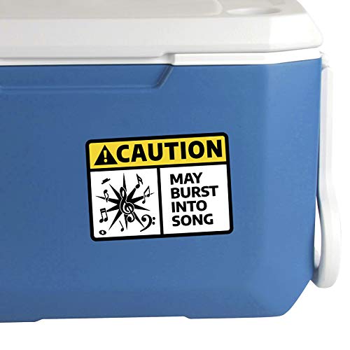 Caution May Burst Into Song Musical Notes Vinyl Decal Sticker - 2-Pack
