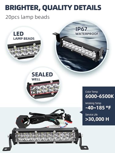 7 Inch 60W 4200LM Universal Dirt Bike Light Bar for Most 7/8" Handlebar Models