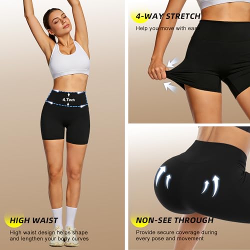 MOREFEEL High Waisted Biker Shorts for Women -3'' / 5'' Tummy Control