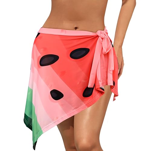 Athjunss Watermelon Swim Cover Up One Size Sarong Beach Wrap - Women’s Bikini Skirt