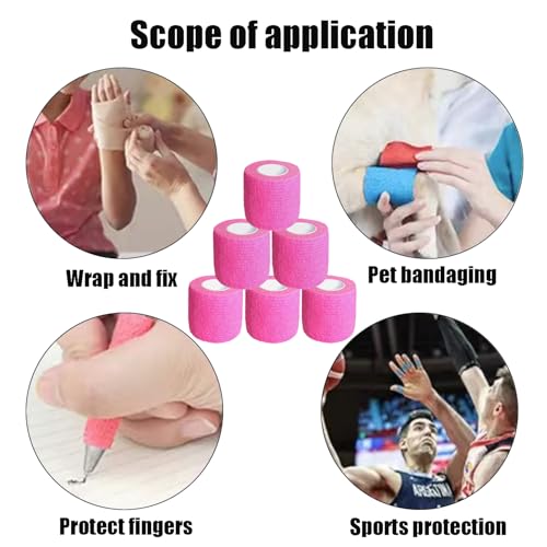 2 Inch Self Adhesive Bandage Wrap - 6 Pack, Pink