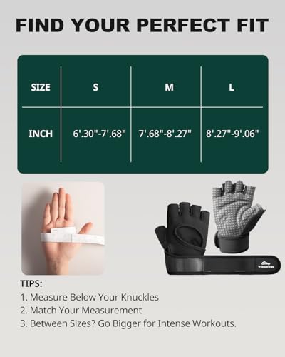 Trideer Weight Lifting Gloves Women & Men Black Medium with Wrist Support