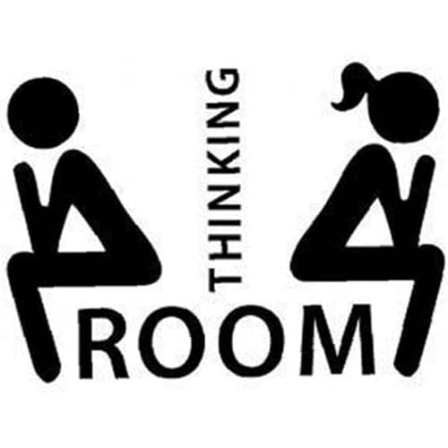 Thinking Toilet Decals Wall Decor, Funny Removable Thinking Room Ladies Gents Stickers Mural for Washroom Bathroom Wc Sign Home Decoration