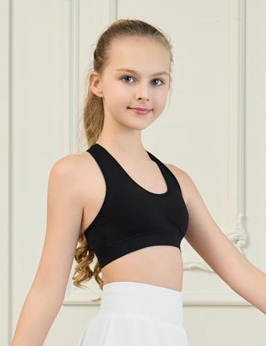 Supportive Girls Training Bra - Seamless Sports Bras Pack of 5 - Large - Sort-b