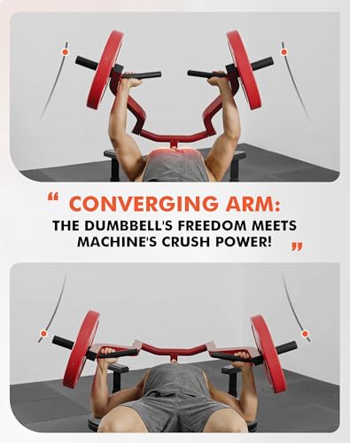 Chest Press Machine with Adjustable Bench - Red