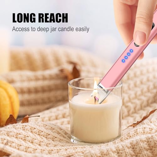 LcFun Rechargeable Plasma Arc Lighter 3-Pack with Safety Lock & Windproof Design - Gold, Pink, Silver