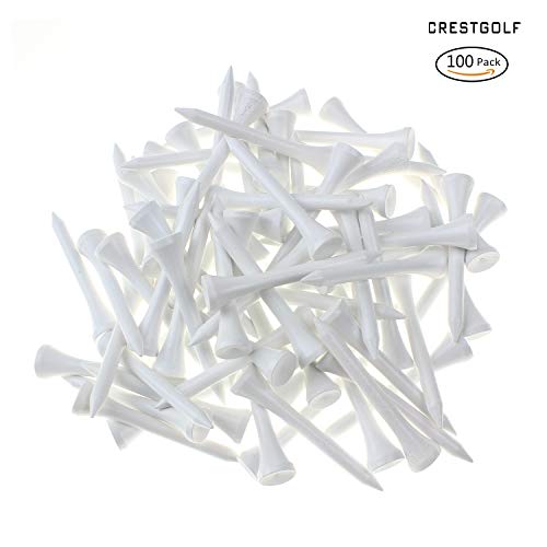 Wood Golf Tees 100pcs - 2 1/8" Deluxe White Tees