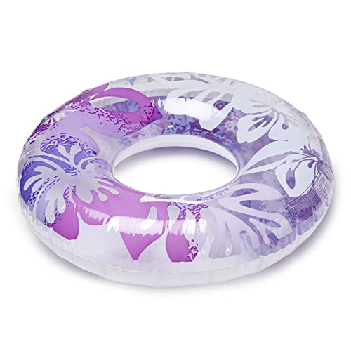 Inflatable Pool Tube with Floral Graphics - 36 Inch Float for Swimming and Water Play
