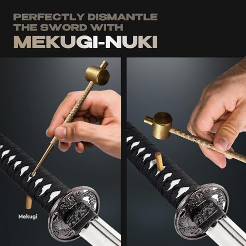 Good Worker Sword Katana Cleaning Kit Large - 2 Choji Oil, Uchiko Ball, Brass Hammer, 4 Mekugi, Wooden Storage Box