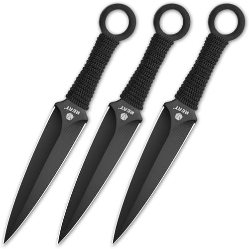 Throwing Knives Set - 3 Piece 6.5" 440 Stainless Steel with Sheath - Black