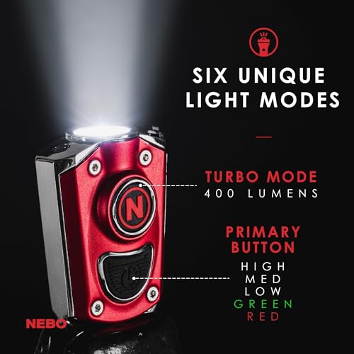 NEBO Mycro Rechargeable LED Keychain Light | Key Ring Flashlight Features 6 Light Modes,