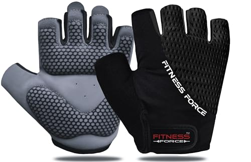 Breathable Workout Gloves for Men & Women - Black, Large