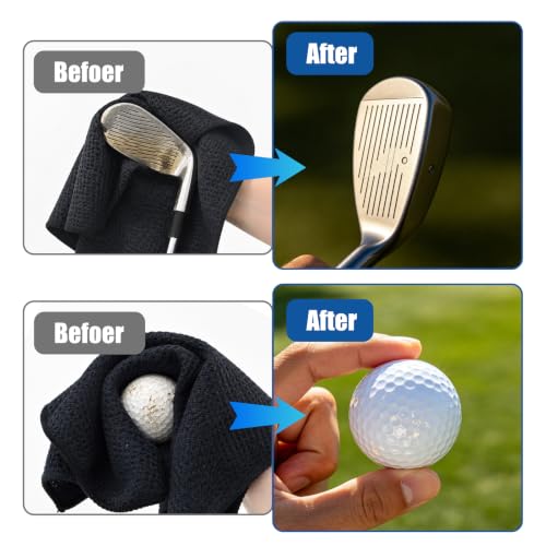 Waffle Microfiber Golf Towels with Carabiner Clip - 3 Pack - Multicolor