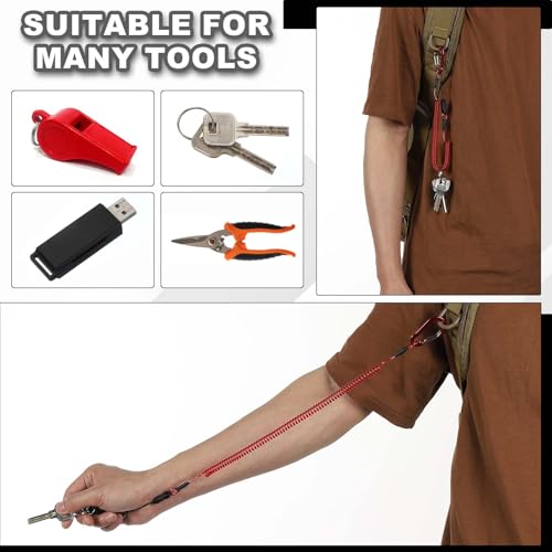Yellow Coiled Lanyards with Buckle - 40 Inch, Quick Release Safety Ring