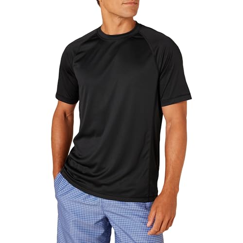 Men's Slim-Fit Quick-Dry UPF 50 Swim Tee - Large / Black