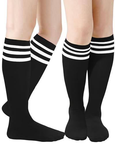 Classic Athletic Knee High Socks - Black & White Stripes