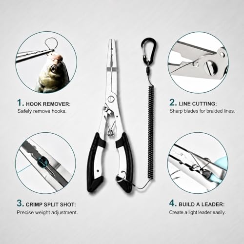 420 Stainless Steel Fishing Pliers with Line Cutter & Hook Remover