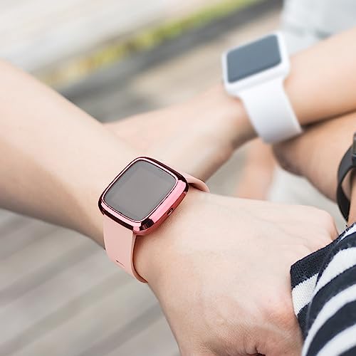 Screen Protector Case for Fitbit Versa 2 - 3 Pack, TPU All-Around Protection - Rose Gold/Rose Pink/Silver