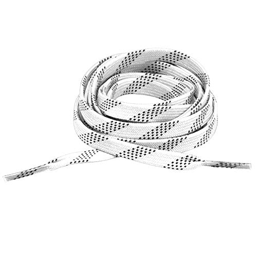 Waxed Hockey Skate Laces - 120" White with Black Specks