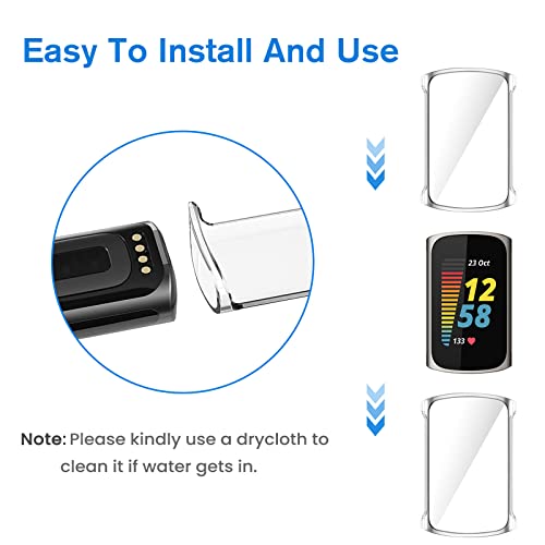 Clear 4-Pack Case for Fitbit Charge 6/5 - Screen Protector