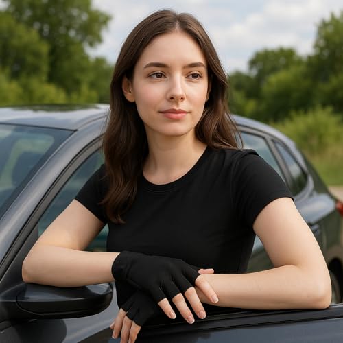 UV Protection Fingerless Gloves for Driving and Manicures - 2 Pair Set