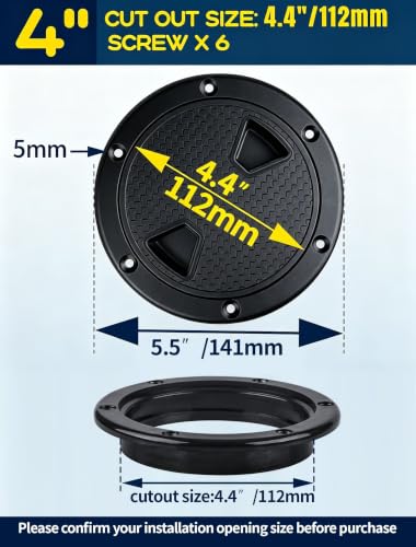 4-Inch Round Non-Slip Boat Hatch with Detachable Cover