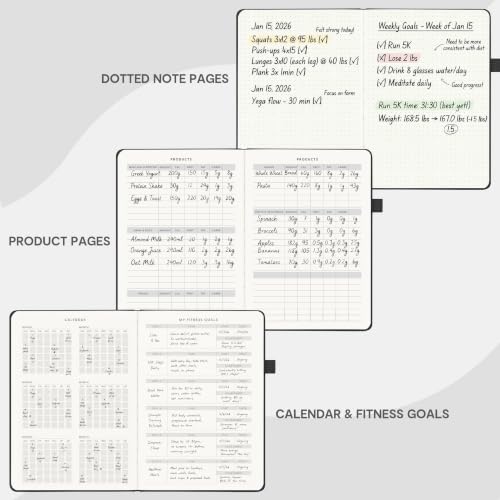 Fitness Journal with Daily Diet Tracker & Exercise Log - Bold Black