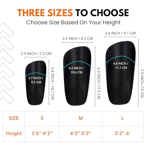 LIGVIV Carbon Fiber Soccer Shin Guards Medium with Carrying Case - Lightweight Impact Protection