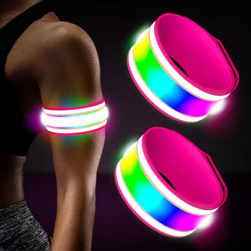 LED Armband Rechargeable for Running(2 Pack),Light Up Arm Bands Night