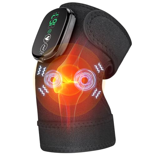 X-PREK Cordless Heated Knee Massager with Vibration - Black 1 Pack