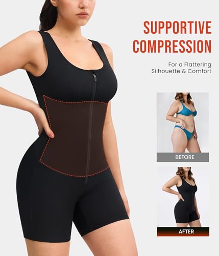Full Body Sauna Suit for Women - Sleeveless Jumpsuit with Zipper - X-Large Black