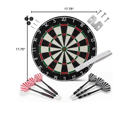 Regulation Size Dartboard Set with Steel Tip Darts - 18-Inch