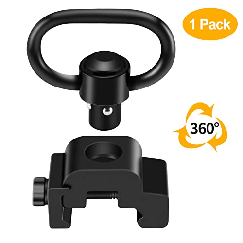 360° Rotation Picatinny Sling Swivel Mount with QD Button - Black