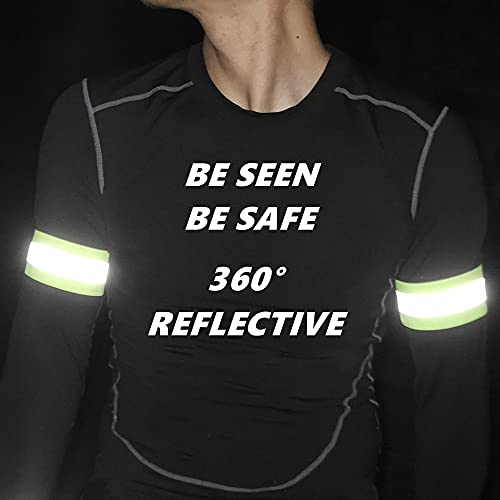 Reflective Running Gear Bands - Adjustable Safety Strips for Arms & Legs - Yellow - 2 Bands