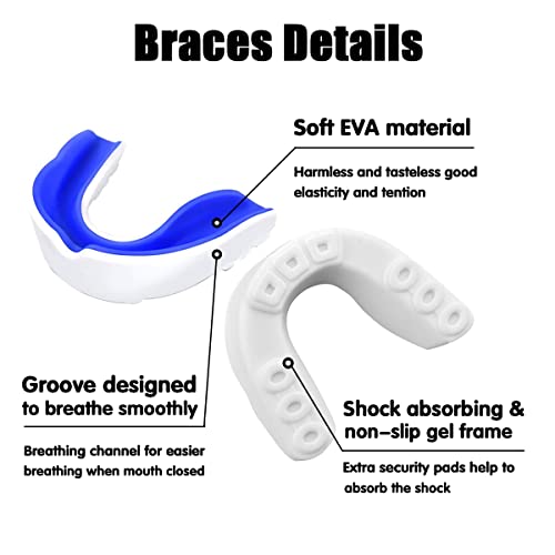 Sports Mouth Guard for Kids - 2 Pack Blue & Black with Case
