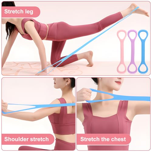Figure 8 Resistance Bands - 3pcs Elastic Bands with Handles, Red