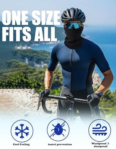 Cooling Neck Gaiter Face Mask - UPF 50+ UV Sun Protection Bandana - Black Pack