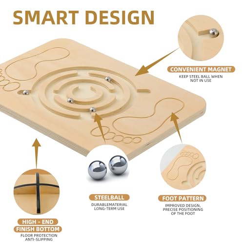 Juoe Brown 360° Maze Balance Board for Kids & Adults, Sensory Balance Toy