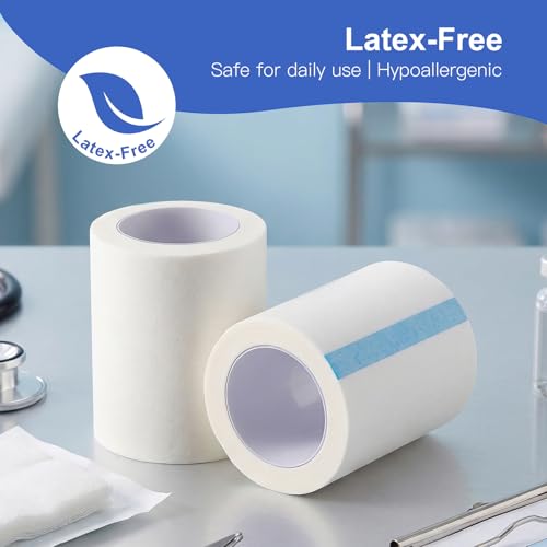 Medical Tape - Latex-Free Paper Surgical Tape, 2" x 10 Yards - 6 Rolls, White