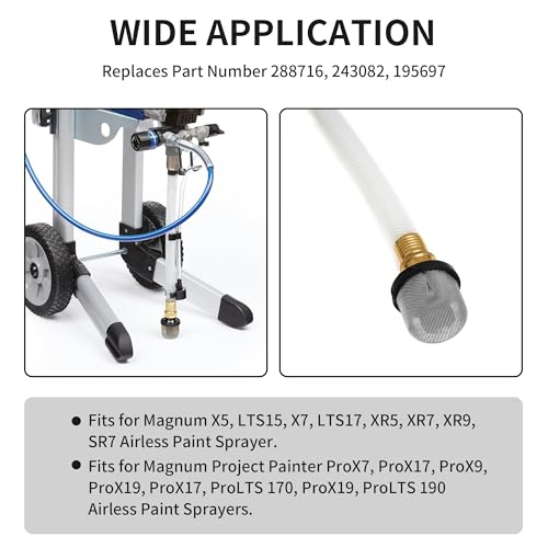 2 Pack 288716 Airless Paint Sprayer Inlet Suction Strainer, 3/4 Inch Thread, Compatible with Magnum X5 LTS15 X7 LTS17 ProX7 ProX17 ProX9 ProX19, Replaces 243-082, 243082, 195697