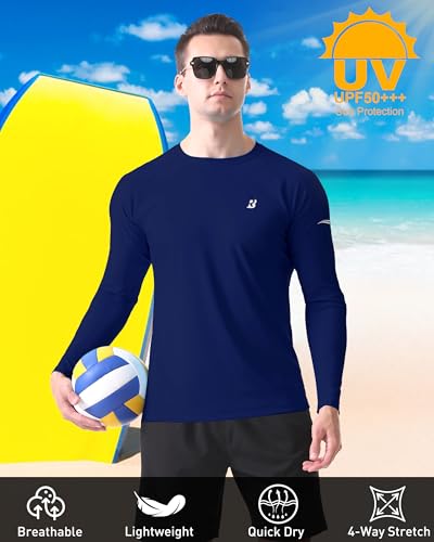 Roadbox Men's Large Navy Blue Long Sleeve Rash Guard UPF 50+ Swim Shirt